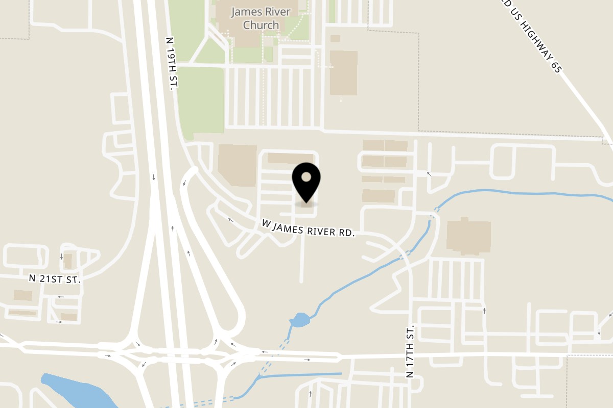 Map showing the location of Maru Sushi & Grill on 1745 West James River Road in Ozark